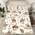 thumbnail image 2 of Homewish Rustic Western Cowboy Twin Sheet Sets,Tropical Desert Cactus Twin Fitted Sheet,Country Farmhouse Cattle Flat Sheet For Boys Kids,Microfiber Bedroom Decor,3pcs, 2 of 7