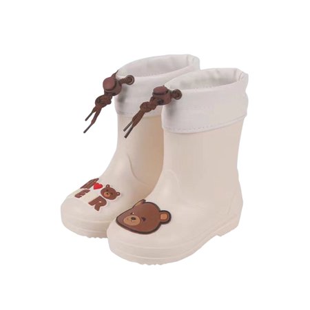 

Fangasis Unisex Kids Garden Shoes Non Slip Waterproof Boot Lightweight Rain Boots Girls Boys Rainboot Outdoor Comfort Wide-Calf White Style C Removable Liner 9C
