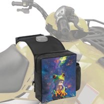 Uorisanigo ATV Tank Bag, Motorcycle Dual Pocket ATV Saddle Storage, Galaxy Hippie Frog Motorcycle Tank Bag Front Saddlebag, Suitable for ATVs Dirt Bike Snowmobile Motorcycles