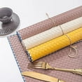thumbnail image 3 of Fennco Styles Modern Basket Weave Placemats 13"W x 18"L, Set of 4 - Pink Woven Table Mats Heat Resistant Insulation Anti-Slip for Home, Boho Décor, Dining Table, Banquets and Special Events, 3 of 8