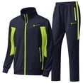 thumbnail image 6 of Ceisia Men's Slim Fit Color Block Tracksuit Set Long Sleeve Zip-Up Stand Collar Jacket with Elastic Waist Pants Gifts, 6 of 9