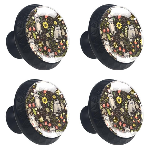 4 Pcs Raccoons Animal Knobs for Kitchen Cabinet Cupboard Dresser Bookcase Drawer Pulls Handles Round Home Decor
