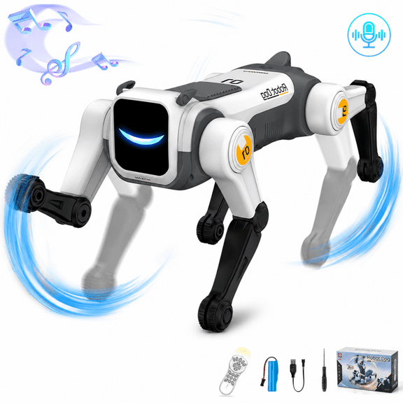 Smart Robot Dog, Interactive Robo Pet for Kids with Voice Control & Remote, Stunt Robot Toy with Backflip, Dancing, Singing & Sensor Mode, Educational Robot for Ages 3