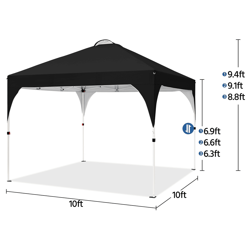 Alden Design Outdoor Canopy Tent with Stakes Ropes Sandbags Wheeled Bag for Patio, Black
