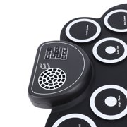 NFTIGB Electronic Roll Up Drum Pad Set Rechargeable Built In Speaker Silicone Electric Practice Drum with Double Pedal (17.72 inches / 45 cm)