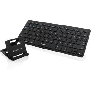 IOGEAR Slim Multi-Link Bluetooth Keyboard with Stand - Wireless Connectivity - Bluetooth - 78 Key - English (US) - Compatible with Computer, Tablet, Smartphone, Gaming Console - QWERTY Keys (Best Smartphone With Qwerty Keyboard)