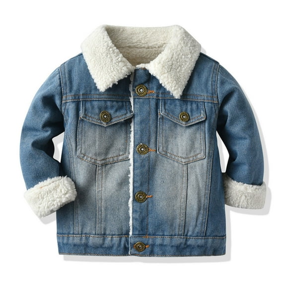 Winter Savings Clearance! Dezsed Kids Winter Coat Boys Girls Thick Warm Coat With Button Denim Jacket Long Sleeve Turn Down Collar Children'S Jacket 3Months-5Years