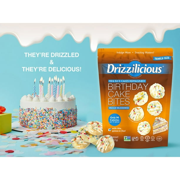 Rice cake & Harry③ Drizzilicious® Vegan Birthday Cake Bites Mini Rice Cakes