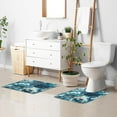 thumbnail image 7 of 2 Piece Soft Bathroom Rug Set Teal Elegant Floral Pattern Bath Mat and U-Shaped Toilet Contour Rug (16"x24"+20"x24"), 7 of 7