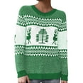 thumbnail image 3 of sususu Women's Fair Isle Sweater 2025 Ethnic Argyle Sweater Crew Neck Long Sleeve Fairisle Pattern Loose Pullover Jumper Top,A01-Green,S, 3 of 5