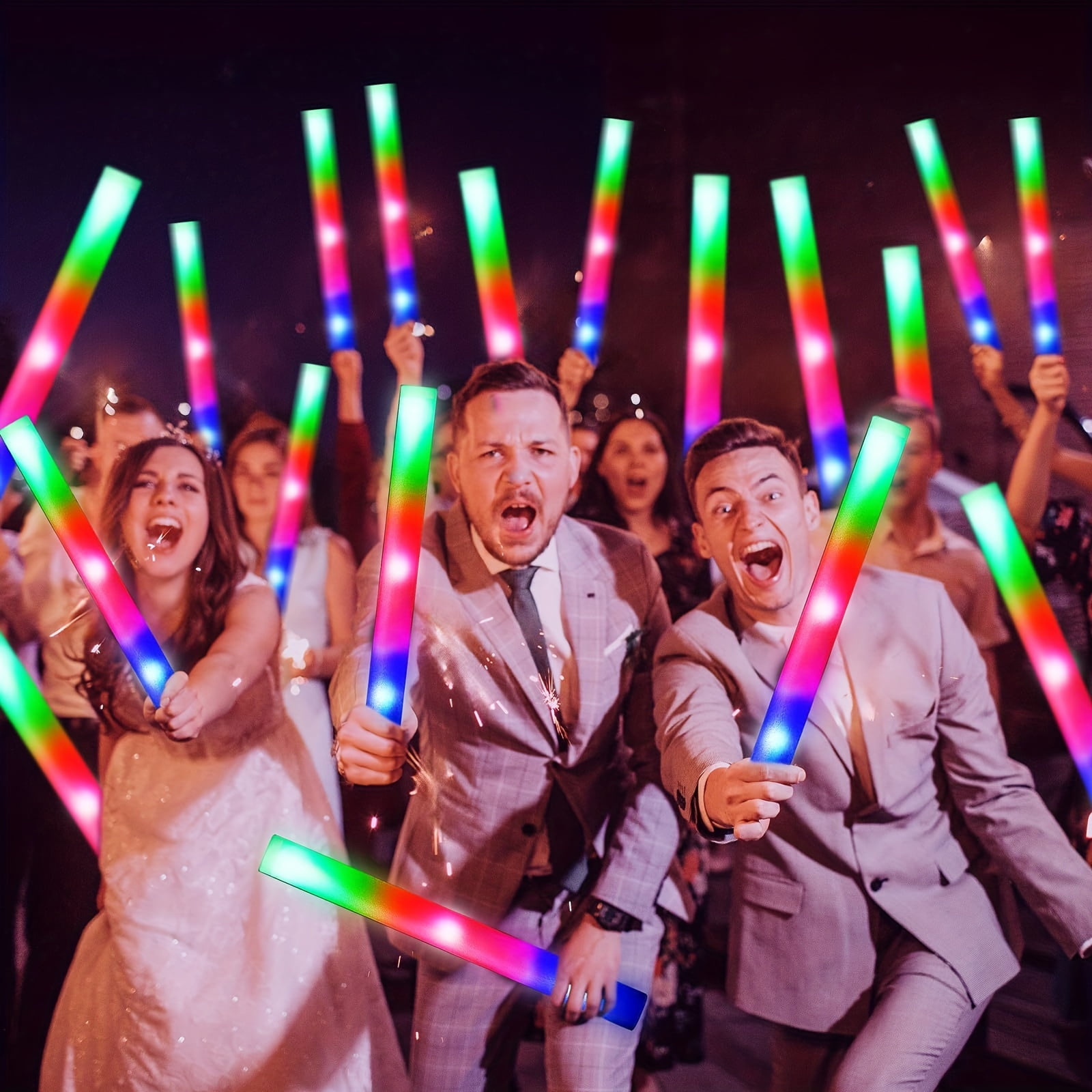 Micrency 102Pcs Foam Light Sticks - Glow-in-The-Dark with 3 Flashing Modes - Party, Wedding, Birthday, Concert, Halloween & Christmas Supplies