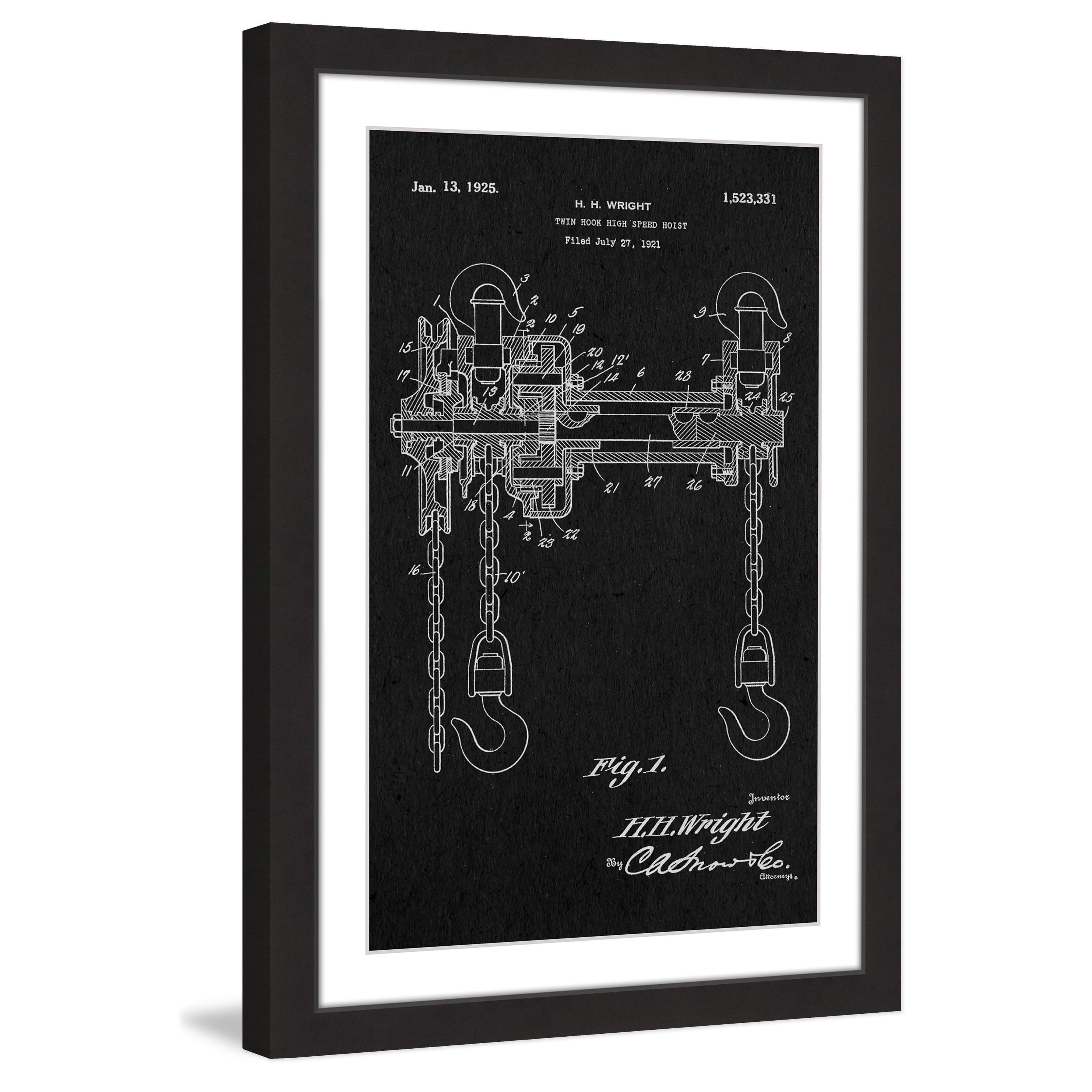 "Hoist 1921 Black Paper" Framed Painting Art Print, 16" x 1.5"