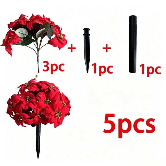 2026 Christmas Indoor Home Decor Artificial Poinsettia Ground Stick Christmas Decorations For Gardens Porches And Outdoor Spaces