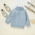 thumbnail image 5 of Glisme Knit Sweater For Girls Baby Knit Cable Turtleneck Soft Thermal Toddler High Children'S Sweaters Lightweight Top Clothes Light Blue , 12-18 Months, 5 of 9