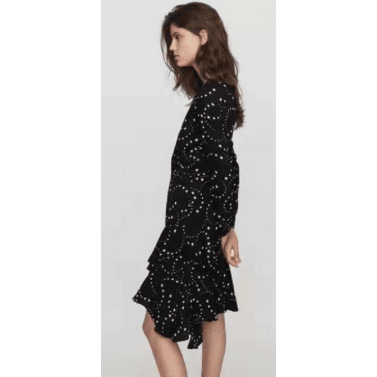 Maje BLACK Women s Retoile Star Print Asymmetrical Midi Dress US 3 Large Walmart
