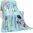 thumbnail image 2 of Space Astronaut Happy Birthday Throw Blanket, Cartoon Galaxy Stars Blankets for Bedroom Living Room Couch Decor, Fuzzy Cozy Soft Lightweight Throws, for Boys Girls Kids, 40x50 in, 2 of 6