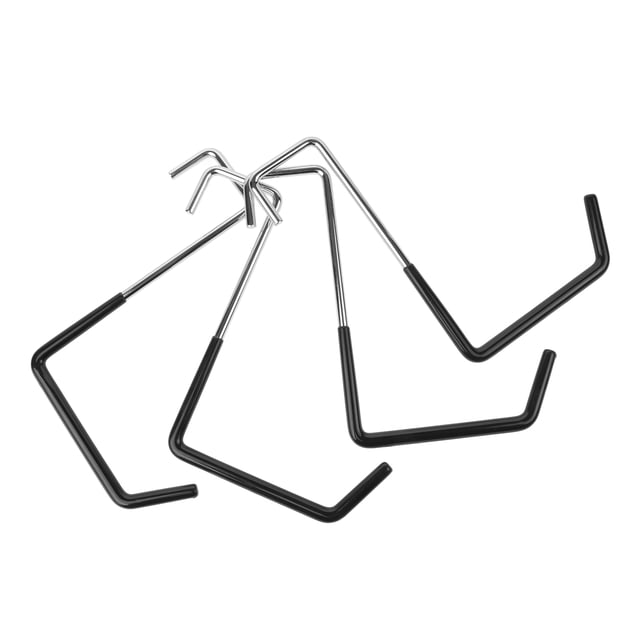 OUNONA 4Pcs Wall Mount Storage Hooks Multi Color Iron Pvc For Garage Bikes Ladders Tools 7.9x5.7x0.4in