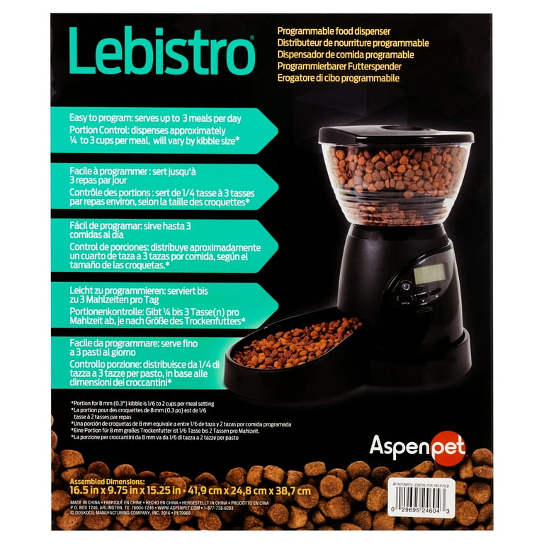Aspen pet lebistro portion sales control programmable pet feeder