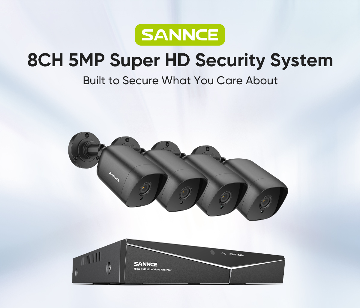 SANNCE 5MP 8 Channel 5-in-1 CCTV DVR Home Security Cameras System with 0T Hard Drive, Motion Detection , 5MP Lite Surveillance DVR and 5MP HD Security Camera, Outdoor IP66 Waterproof 10, Night Vision,