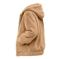 thumbnail image 5 of felwors Women's Sherpa Fleece Jacket - Warm Zip-Up Hooded Winter Coat with Pockets, Fuzzy Fashion Sweatshirt Jacket for Cold Weather Khaki, L, 5 of 5