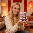 thumbnail image 4 of Chinese New Year Lion Dance Figurine - Purple - Elegant Desktop Ornament for Luck, Fortune & Unique Home Decor (20cm), 4 of 5