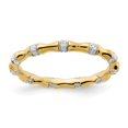 thumbnail image 1 of Solid 14k Yellow Gold Simulated CZ Fancy Bamboo Ring, 1 of 1