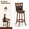 thumbnail image 3 of Gymax Wood Swivel Bar Stools Set of 4 w/ Faux Leather Upholstered Seat & Back, 3 of 9
