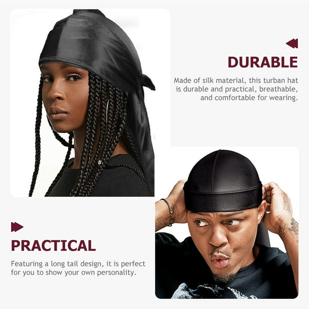 Silk Durag Long Tail Durags Headwraps Satin Elastic Durag for Men Women