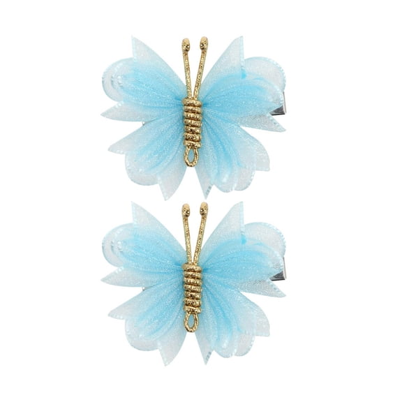 Wxqbjtam 2 Pieces Butterfly Hair Clips Butterfly Hair Claw Barrettes Portable Smooth Hair Mesh Blue