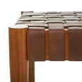 thumbnail image 4 of SAFAVIEH Amalia Contemporary Glam Leather Weave Bench, Cognac/Honey, 4 of 9