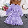 thumbnail image 2 of WUANDIXFA Toddler Girl Long Sleeve Dress Toddler Girls Spring Dresses Long Sleeve Print Dresses Girls Clothes Back to School Dress Purple,3-4 years, 2 of 8