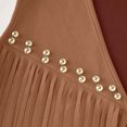 thumbnail image 5 of Women's Faux Suede Fringe Vest Rivet Open Front Sleeveless Western Crop Jacket Coffee-A L(L), 5 of 9