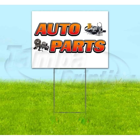 Auto Parts (18 x 24 ) Yard Sign Includes Metal Step Stake
