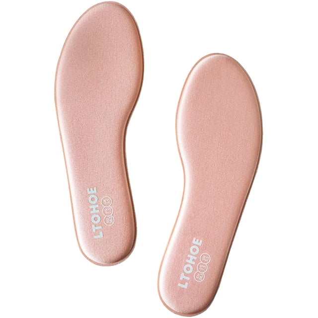 Semelles Intérieures en Mousse à Mémoire de Forme pour Femmes, Inserts de Chaussures de Rechange pour Bottes de Travail, Chaussures de Course, Chaussures de Randonnée, Baskets, Semelles de Coussin Absorbant les Chocs pour Soulager la Douleur des Pieds, Semelles Intérieures de Confort Rose US 5.5