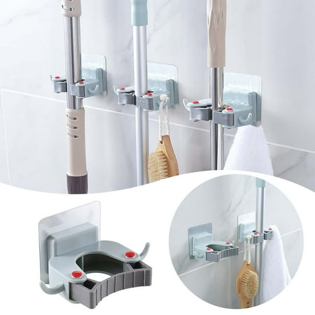 

Wall Hooks Punch Mop Clip Household Nail Bathroom Hook Wall Mounted Multifunctional Wall Mop Hanger