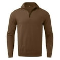 thumbnail image 3 of Bcfgryg Male Casual Simple Bottom Sweater Solid Color Warm Wool Knit Half Zip Long Sleeve Sweater Men Sweaters Brown XXL, 3 of 4