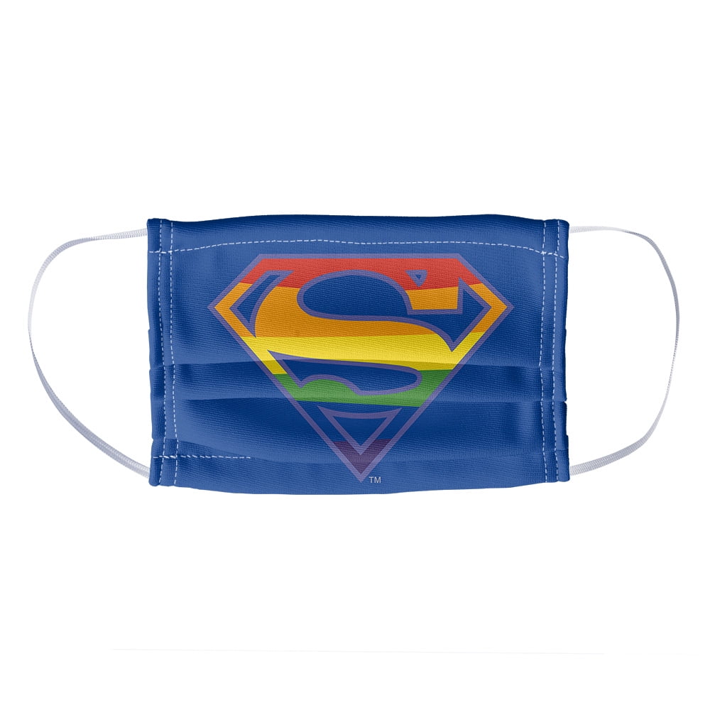 Superman Rainbow Shield Logo Pattern 1-Ply Reusable Face Mask Covering, Kids