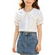 thumbnail image 2 of Odeerbi Camisa de Vestido de Algodón de Las Niñas Flor Bordado de Manga Corta Uniforme de La Escuela Con Bolsillo, 2 of 9