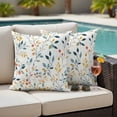 thumbnail image 4 of Colorful Botanical Spring Outdoor Waterproof Pillow Covers, Farmhouse Summer Leaves Decorative Square Throw Pillowcase Sofa Cushion Sham for Patio/Couch/Chair, 16"x16" 2 Pack, 4 of 8