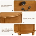 thumbnail image 3 of LKTART Retro Curved 43 Inch Half Moon 3 Drawers Open Shelf Solid Wood Console Table, 3 of 18