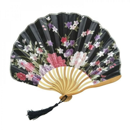 

ZDMATHE Bamboo Flower Printed Japanese Style Foldable Hand Held Fan Gift Decor