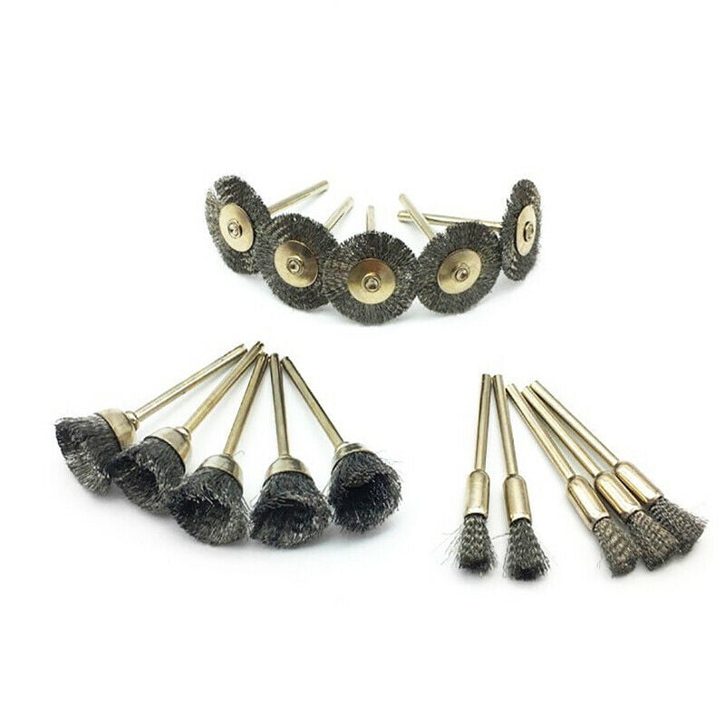 15X Wire Brass Brushes Polishing Brush Cup Grinder Wheels Set for Dremel Rotary 