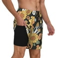 thumbnail image 2 of Kdxio Mushrooms Honeycomb Print Men'S Swim Trunks With Compression Liner 7 Inch Inseam Quick Dry Swim Shorts, 2 of 7