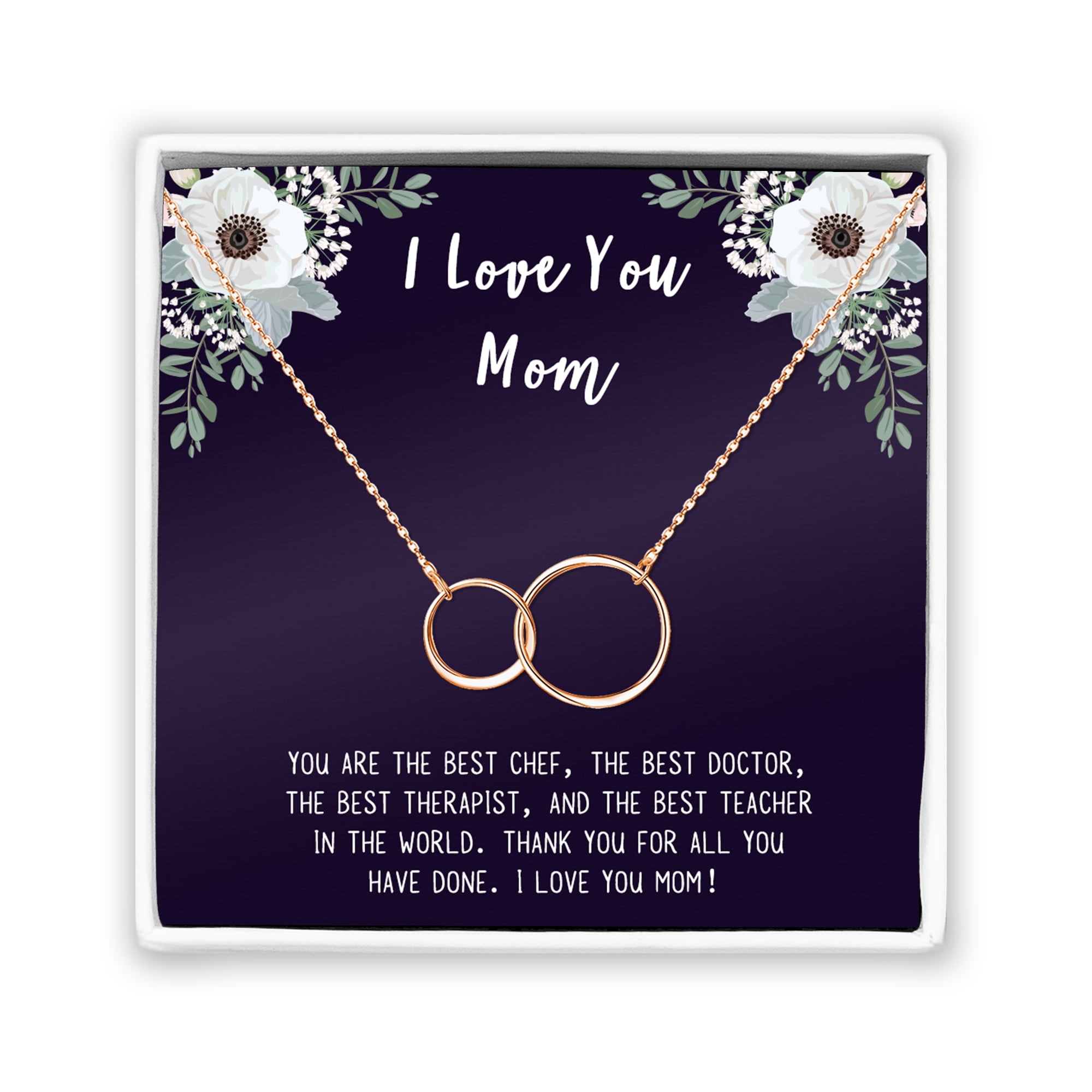 I Love You Mother's Day Infinity Card Necklace, Card and Neclace Jewelry for Mom, Gift for Her, Gift for Mom, Gift for Mother, Infinity Necklace Ship Next Day! [Gold, No-Personalized Card]