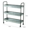 thumbnail image 3 of Benjara 40" Metal Rolling Cart- 3 Tier Shelves- Caster Wheels- Galvanized Gray, 3 of 3