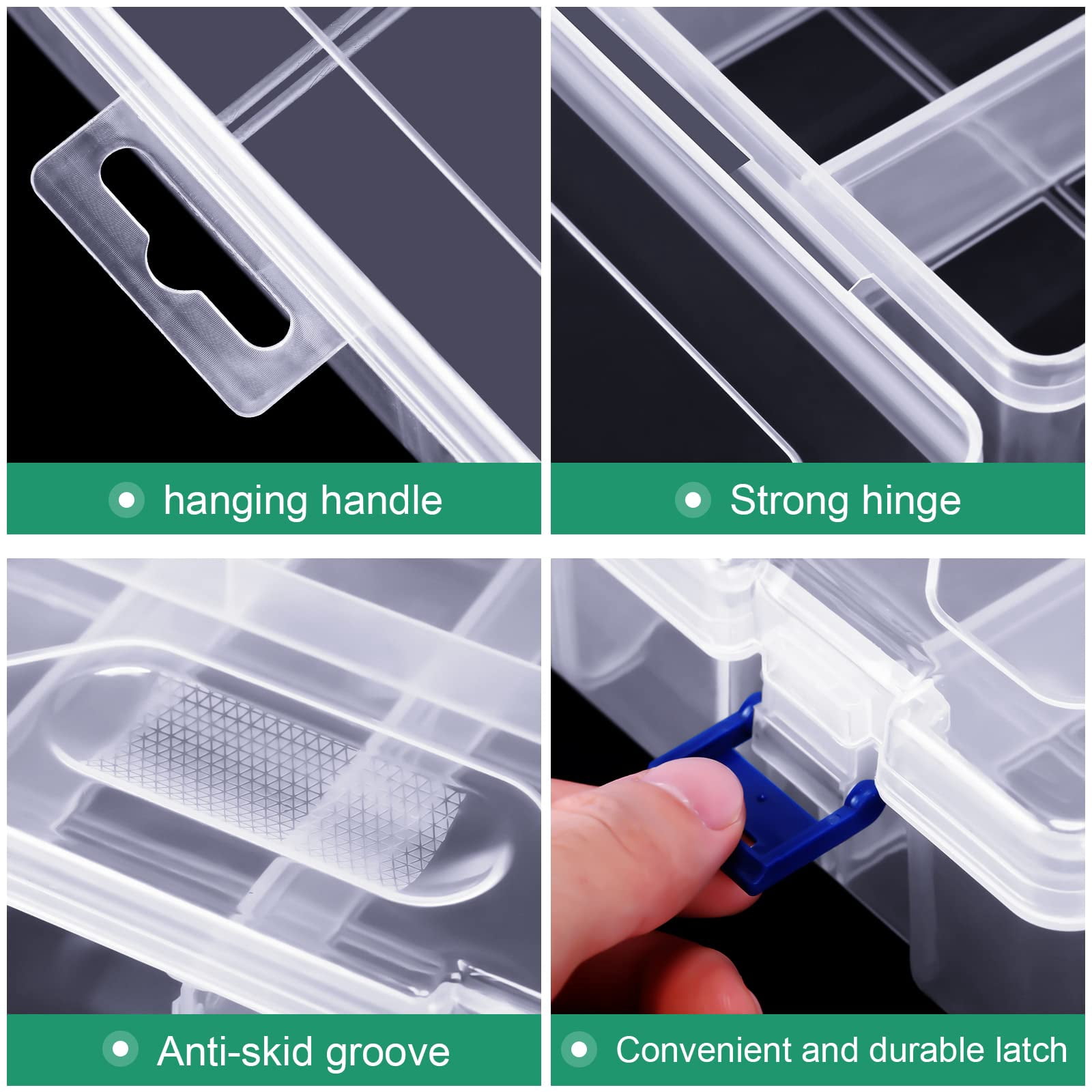 6 Pack Fishing Tackle Box Organizer Storage Clear With Movable Tray Plastic Waterproof Compartment For Lure Container Craft Beads