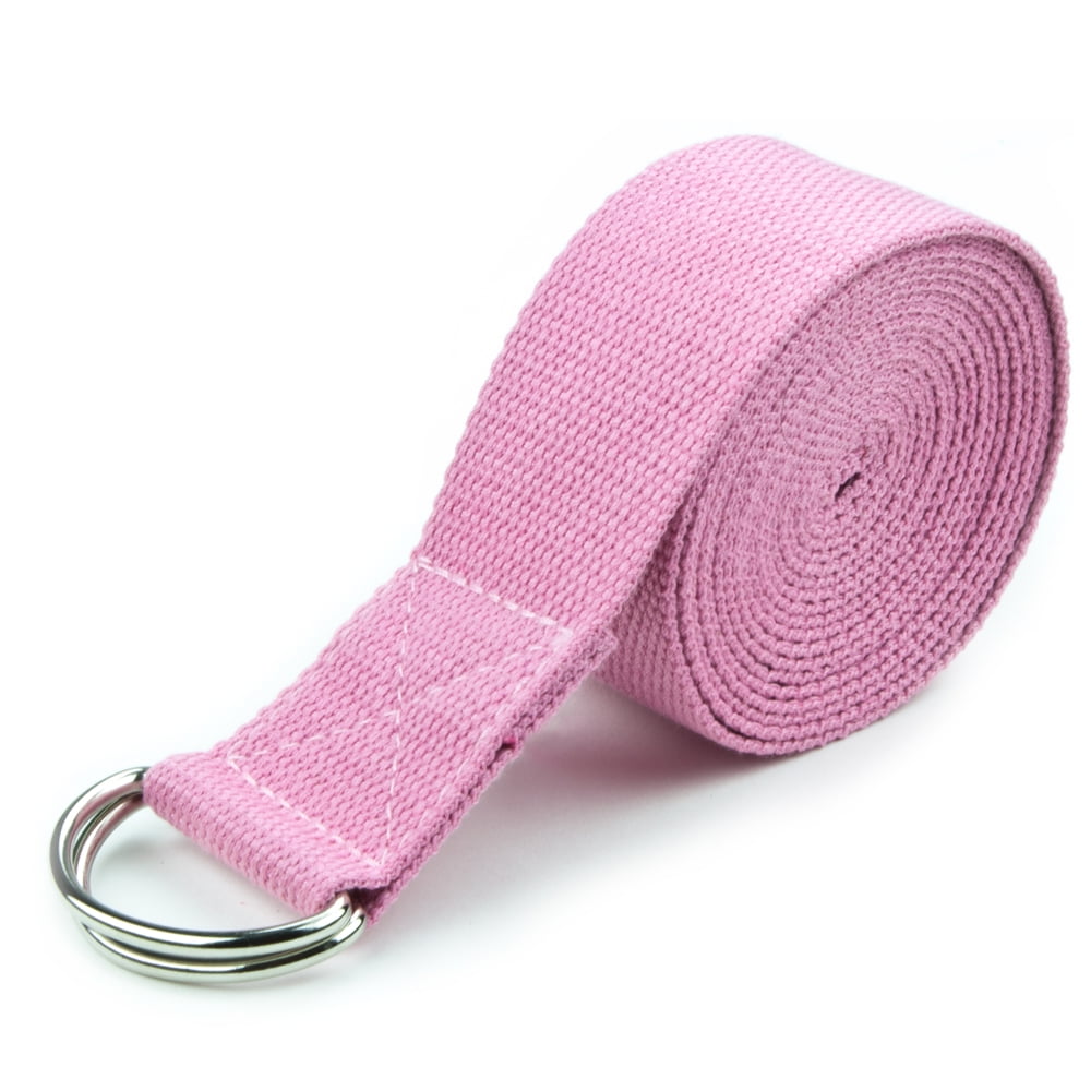 Pink 8' Cotton Yoga Strap with Metal D-Ring by Pro Extensions