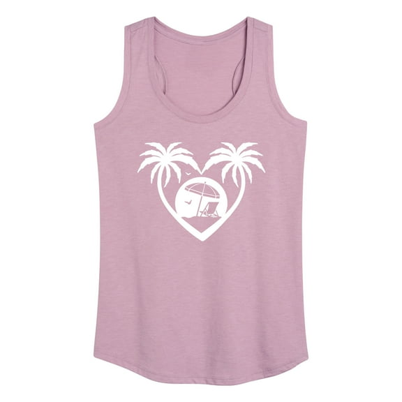 Instant Message - Palm Trees Heart Scene - Women's Racerback Tank Top