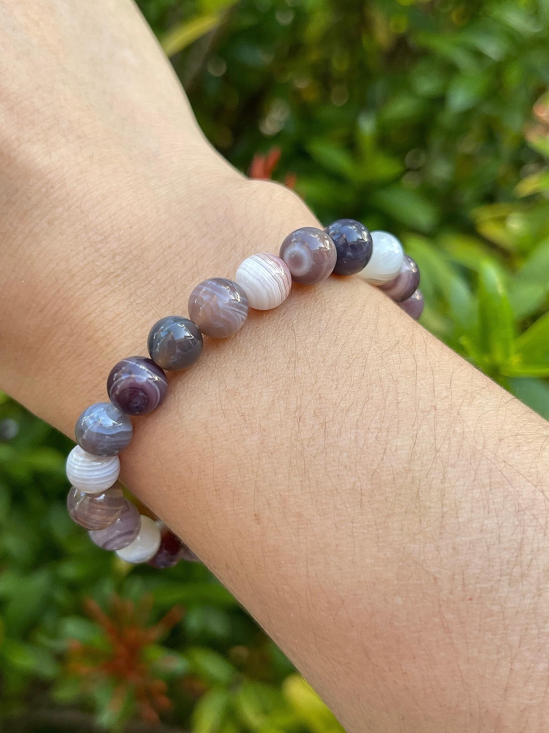Botswana Agate Crystal Bead Bracelet 8mm, Wholesale Genuine Botswana Agate Stretch Gemstone Bracelet, Gift for Men & Women (3)
