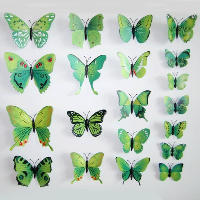 12 pegatinas de pared de mariposa de PVCdecoración de mariposas para fiesta de bodaverde Ndcxsfigh Nuevos Originales